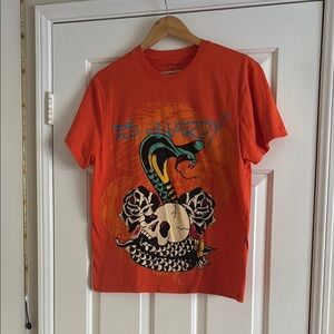 Ed Hardy Orange Graphic T-Shirt